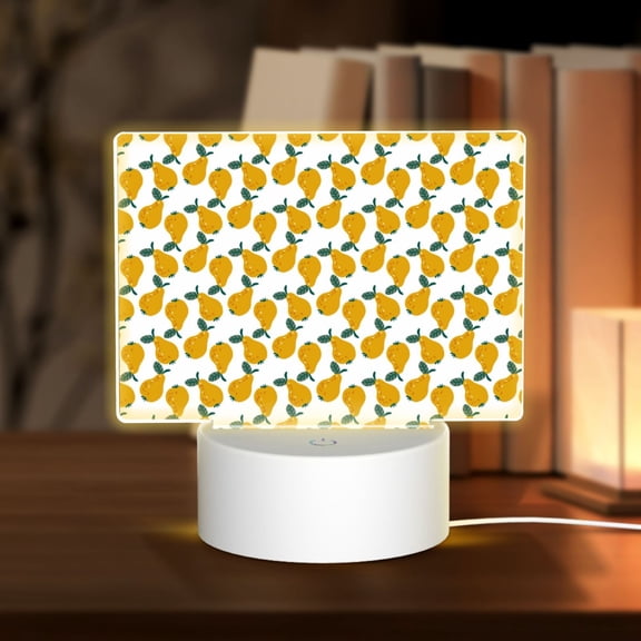 Kdxio Yellow Pears Rectangular Acrylic Night Light Acrylic Sleep Night Light Friend Gifts for Birthday Gifts for Women Teens Boys Girls