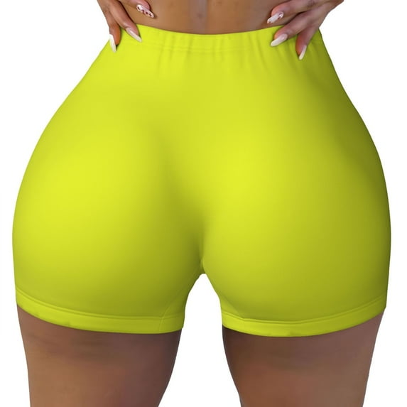 Kdxio Yellow Print Workout Shorts for Women Seamless Soft Smooth Gym Yoga Scrunch Active Shorts