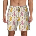 thumbnail image 1 of Kdxio Yellow Pueple Rabbit Print Men's Swim Trunks with Compression Liner 7 Inch Inseam Quick Dry Swim Shorts, 1 of 7