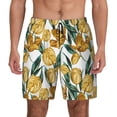 thumbnail image 1 of Kdxio Yellow Tulips Print Men's Swim Trunks with Compression Liner 7 Inch Inseam Quick Dry Swim Shorts, 1 of 7