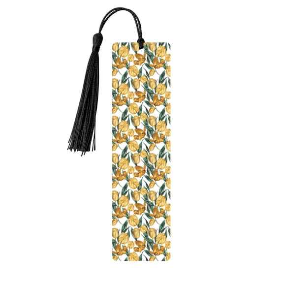 Kdxio Yellow Tulips Print Metal Tassel Bookmarks,Perfect Gift for Art Lovers and Bookworms Metal Bookmarks for Women