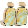 thumbnail image 1 of Kdxio Yellow With Teal Marble Print 2 Pack Car Kick Mat Seat Cover Back Protector Mat with Pockets for Organizer Backseat Protector and Storage Anti Kick Pad for Vehicles, 1 of 1