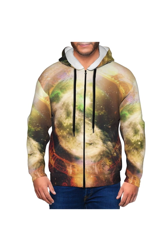 Yin Yang 1 Print Men Hoodies Casual Hoodies for Men with Zip Pockets Full Zip Long Sleeve Sweatshirt Sports Hooded Jacket-Small