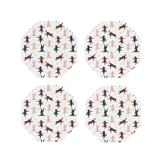Kdxio Yoga Labrador Retriever Funny Coasters,4 Pcs Leather Coasters,Housewarming Gifts,Protect Furniture from Water Marks Scratch and Damage
