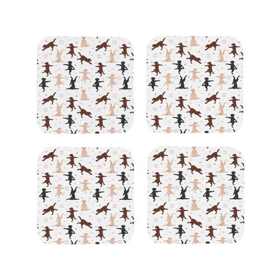 Kdxio Yoga Labrador Retriever Funny Coasters,4 Pcs Leather Coasters,Housewarming Gifts,Protect Furniture from Water Marks Scratch and Damage