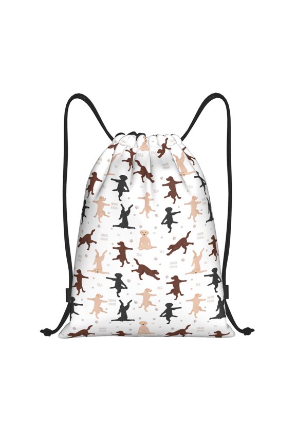Yoga Labrador Retriever Print Drawstring Backpack Bag,Waterproof Draw String Back Sack, Gym Drawstring Bags Swim Bag For Unisex