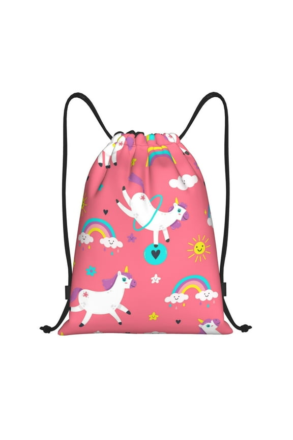 Yoga Unicorn Print Drawstring Backpack Bag,Waterproof Draw String Back Sack, Gym Drawstring Bags Swim Bag For Unisex