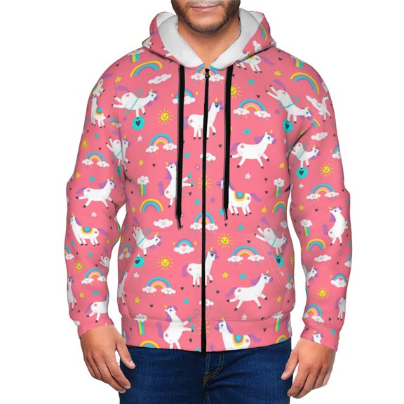 Kdxio Yoga Unicorn Print Men Hoodies Casual Hoodies for Men with Zip Pockets Full Zip Long Sleeve Sweatshirt Sports Hooded Jacket-XX-Large