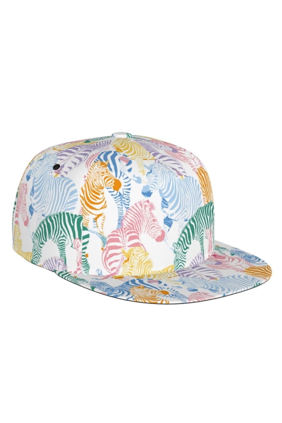 Zebra Colourful Print Snapback Hat for Men Women,Adjustable Baseball Cap