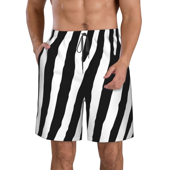 Kdxio Zebra Pattern Mens Casual Shorts - Drawstring Summer Beach Sports Shorts for Men