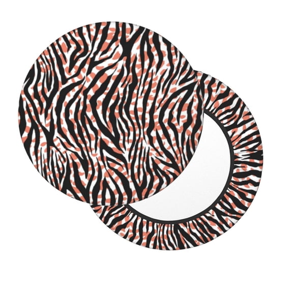 Kdxio Zebra Skin And Leopard Print Print Stool Covers Round,Stretch Round Bar Stool Covers Washable Bar Stool Cushion Slipcover for 12-15 Inch Chair