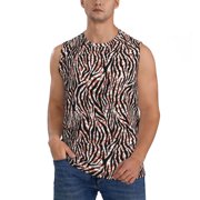 Kdxio Zebra Skin And Leopard Print for Men's Muscle T-shirt,Sleeveless for Workout Running Athletic Gym Lounge Casual