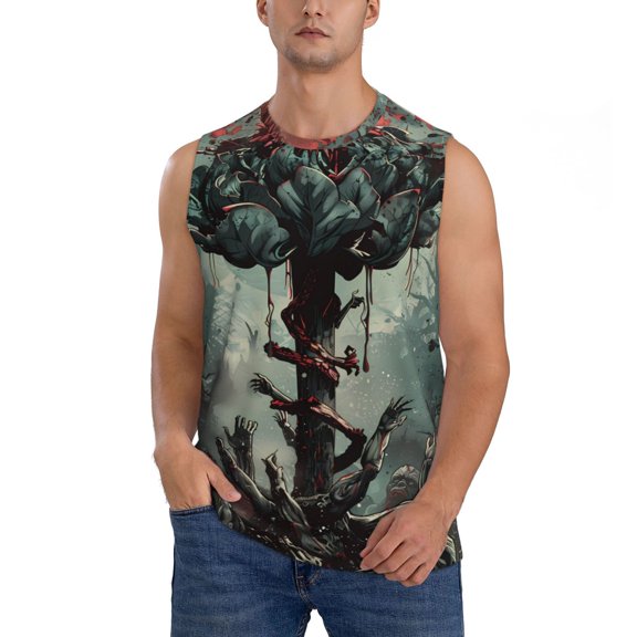 Kdxio Zombie Flower Apocalypse for Men's Muscle T-shirt,Sleeveless for Workout Running Athletic Gym Lounge Casual