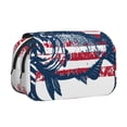 thumbnail image 1 of Kdxio bass fish with the USA flag for Double Compartment Pen Case Oxford Organizer with Zipper Pockets for Students Artists, 1 of 7