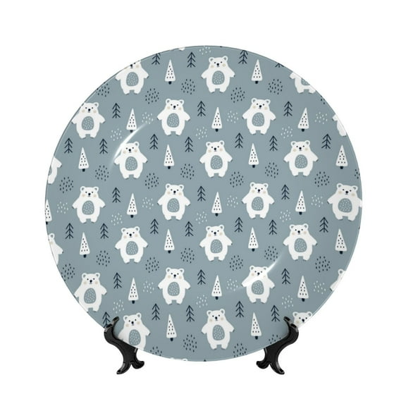 Kdxio bead tree winter Bone China Decorative Plate Ceramic Decorative Plate for Home Office Wall Stand Decorative Plates for Home Bedroom-10in