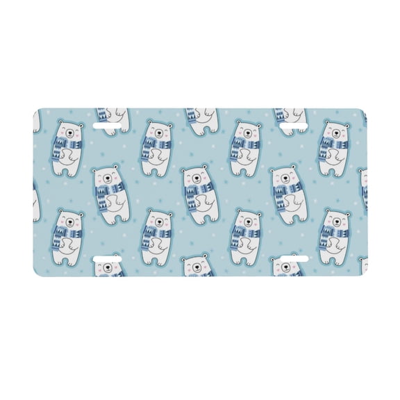 Kdxio blue Scarf Bear License Plate Car Front License Plate Car Decoration Car Accessories Front Tag Plate Standard Size