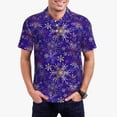 thumbnail image 1 of Kdxio blue purple Snowflake Print Men's Short Sleeve Polo Shirt,Midweight Men's Shirt-3X-Large, 1 of 5