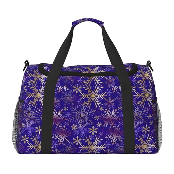 Kdxio blue purple Snowflake Travel Duffel Bag Gym Bag Weekender Travel Bag Gym Bag for Women &Men Airplane Travel Essentials for Flying