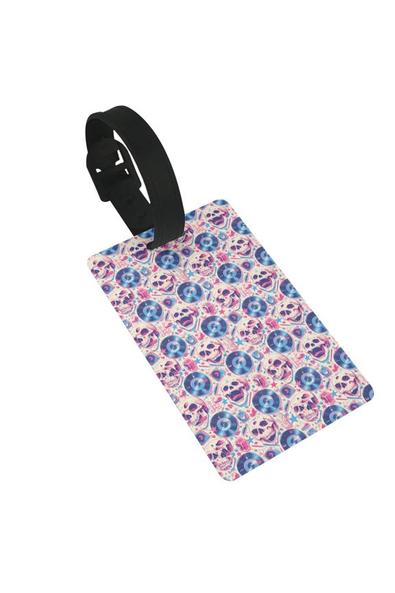 blue record rock Skull Luggage Tags Privacy Cover ID Label Suitcase Tags Identifiers For School Bags,Suitcases