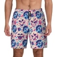 thumbnail image 1 of Kdxio blue record rock Skull Print Men's Swim Trunks with Compression Liner 7 Inch Inseam Quick Dry Swim Shorts, 1 of 5