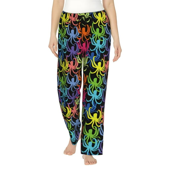 Kdxio cartoon octopus Women Pajama Pants Drawstring Pajama Pants Wide Leg Casual Lounge Pants Sleepwear -X-Large
