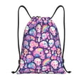 thumbnail image 1 of Kdxio cartoon rainbow Skull Print Drawstring Backpack Bag,Waterproof Draw String Back Sack, Gym Drawstring Bags Swim Bag For Unisex, 1 of 5
