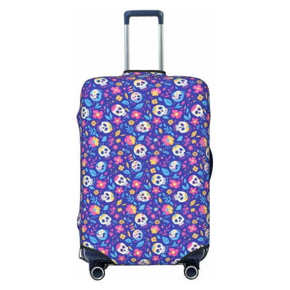 Kdxio colorful Skull flower leaf Pattern Luggage Cover for Travel,Elastic and Durable,Fits 18-32 Inch,Anti-Scratch Suitcase Protector-No luggage included