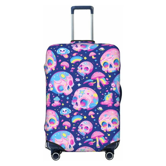 Kdxio colorful Skull mushroom rainbow Pattern Luggage Cover for Travel,Elastic and Durable,Fits 18-32 Inch,Anti-Scratch Suitcase Protector-No luggage included