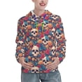 thumbnail image 1 of Kdxio colorful Skull rose Print Womens Oversized Hoodies Sweatshirts Hooded Pullover Tops Sweaters Casual-X-Large, 1 of 7