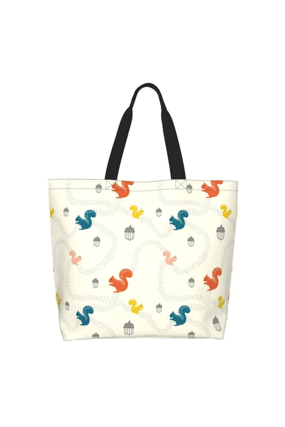 colorful Squirrel Nuts Casual Tote Bags Women Big Capacity Shoulder Bag for Women Travel Shoulder Bags Handbags
