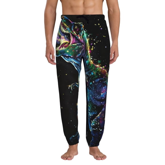 Kdxio colorful flames dinosaur Pattern Joggers,Sweatpants for Men with Pockets-Large