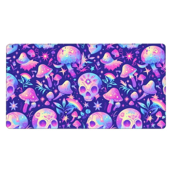 Kdxio colorful mushroom Skull rainbow Print Large Gaming Mouse Pad,Non-Slip Base,Water Resist Keyboard Pad for Gamer,Office & Home,29.5 x 15.8 in