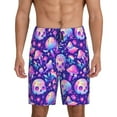 thumbnail image 1 of Kdxio colorful mushroom Skull rainbow Print Mens Sleep Shorts Bottoms Soft Comfy Pajama Wear Pants with Drawstring Pockets, 1 of 5