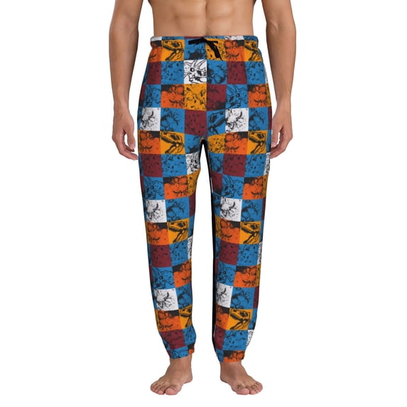Kdxio colorful plaid Dinosaur Pattern Joggers,Sweatpants for Men with Pockets-XX-Large