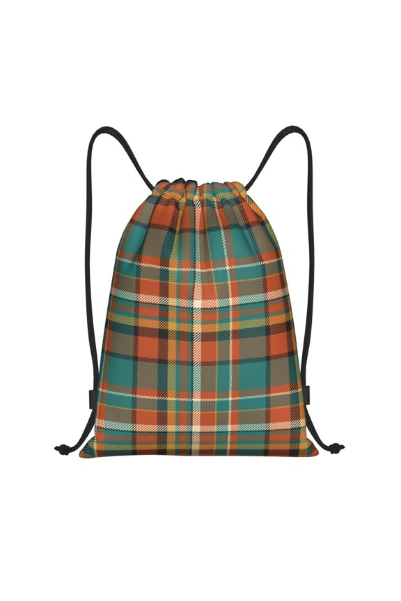 colorful plaid Print Drawstring Backpack Bag,Waterproof Draw String Back Sack, Gym Drawstring Bags Swim Bag For Unisex