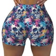 thumbnail image 1 of Kdxio cool Skull colorful Print Workout Shorts for Women Seamless Soft Smooth Gym Yoga Scrunch Active Shorts, 1 of 5
