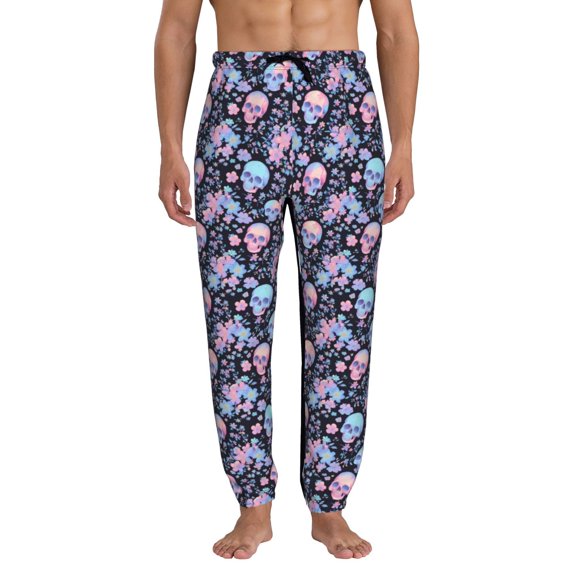 Kdxio cool Skull flower Pattern Joggers,Sweatpants for Men with Pockets-Large