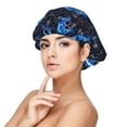 thumbnail image 1 of Kdxio cool blue flower Skull Pattern Satin Bonnet Silk Bonnet Hair Bonnet for Sleeping Hair Bonnets for Women Curly Natural Hair, 1 of 6