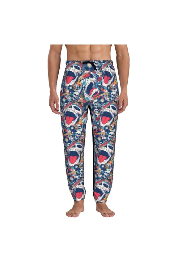 cool rock Skull Pattern Joggers,Sweatpants for Men with Pockets-Small