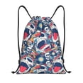 thumbnail image 1 of Kdxio cool rock Skull Print Drawstring Backpack Bag,Waterproof Draw String Back Sack, Gym Drawstring Bags Swim Bag For Unisex, 1 of 5