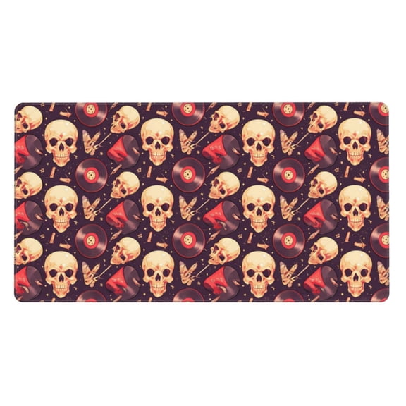 Kdxio cool rock Skull record Print Large Gaming Mouse Pad,Non-Slip Base,Water Resist Keyboard Pad for Gamer,Office & Home,29.5 x 15.8 in