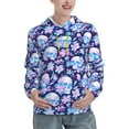 thumbnail image 1 of Kdxio crystal Skull flower leaf Print Womens Oversized Hoodies Sweatshirts Hooded Pullover Tops Sweaters Casual-XX-Large, 1 of 7