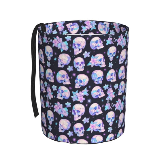 Kdxio crystal flower Skull Car Trash Can Garbage Car Accessories Trash Can Car Waste Bin for for Driver and Passenger Any Vehicle