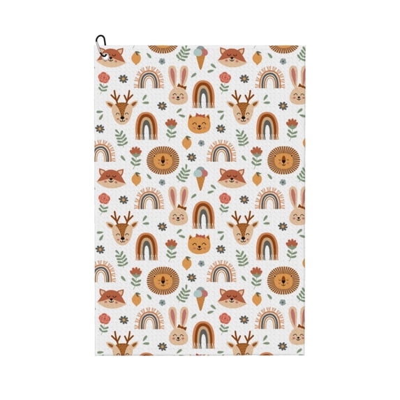 Kdxio cute Rainbow Animal Pattern Golf Towel (24" X 16") with Carabiner Clip - The Convenient Golf Cleaning Towel