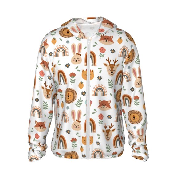 Kdxio cute Rainbow Animal Print Women Men Sun Protection UPF 50+ Jackets Zip Up Long Sleeve Hoodie Hiking Lightweight with Pockets
