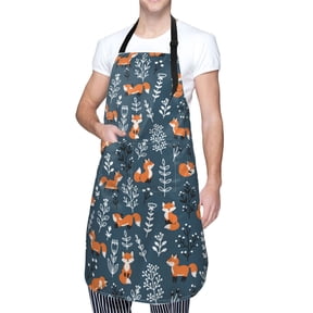 Kdxio cute fall fox Apron with Pockets Adjustable Kitchen Aprons for Men Women Waterproof Aprons for Cooking,Drawing,Crafting, Baking Household Cleaning