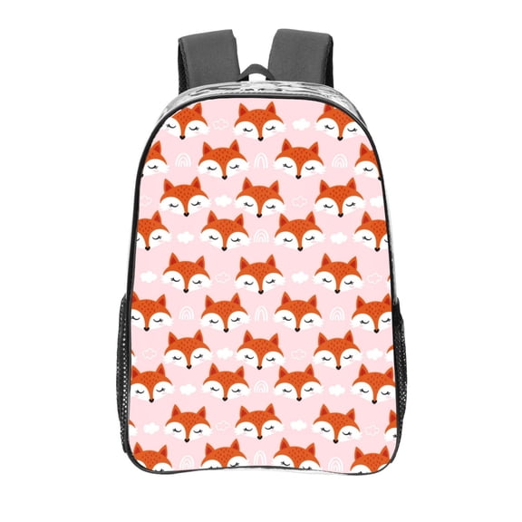 Kdxio cute fox pink Clear Backpack, Transparent Bookbag for School for Women Men, Capacity Clear Bag for College, Travel