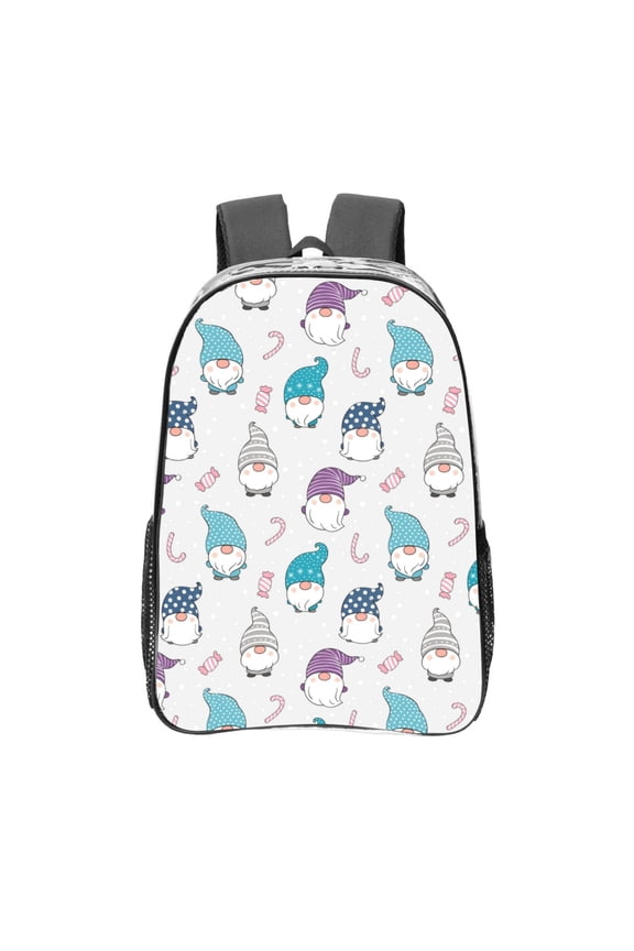 cute winter Gnome Clear Backpack, Transparent Bookbag for School for Women Men, Capacity Clear Bag for College, Travel