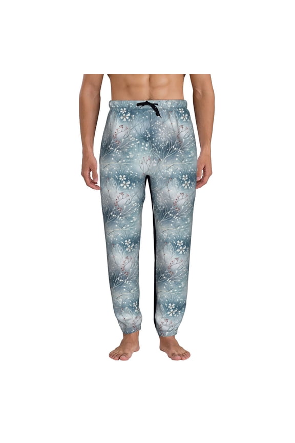 enchanted winter snowflake holly Pattern Joggers,Sweatpants for Men with Pockets-Small