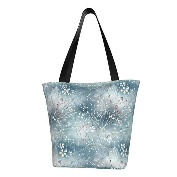 Kdxio enchanted winter snowflake holly Women Reusable Grocery Bags Foldable Ripstop,Reusable Shopping Bags for Shopping,Gym,Gift